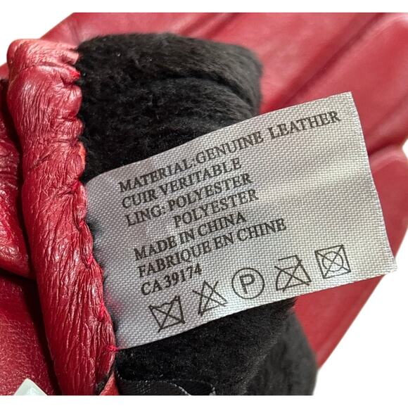 NEW old stock red leather gloves with rhinestone details size S Picabo brand - Picture 6 of 7